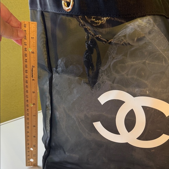 CHANEL Black Mesh Paris Tote - Picture 8 of 11